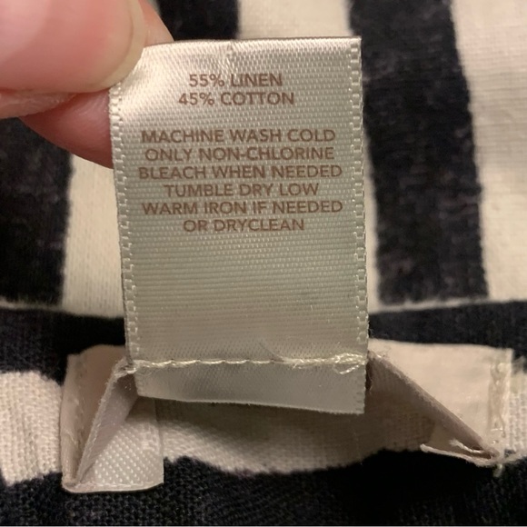 Loft Beige Black Striped Midi Skirt Linen Cotton Blend Scandi Minimalist Size 10 - Picture 5 of 9